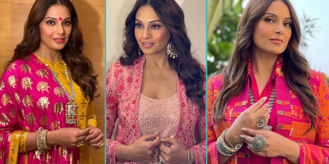 गुलाबी रंग में बिपाशा बसु के तीन देसी लुक्स