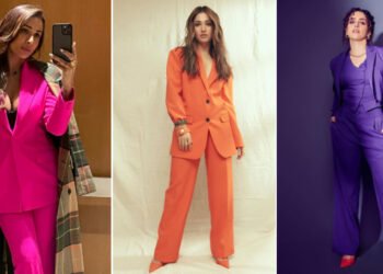 इन दिनों शोख़ रंगों के सूट का चलन है